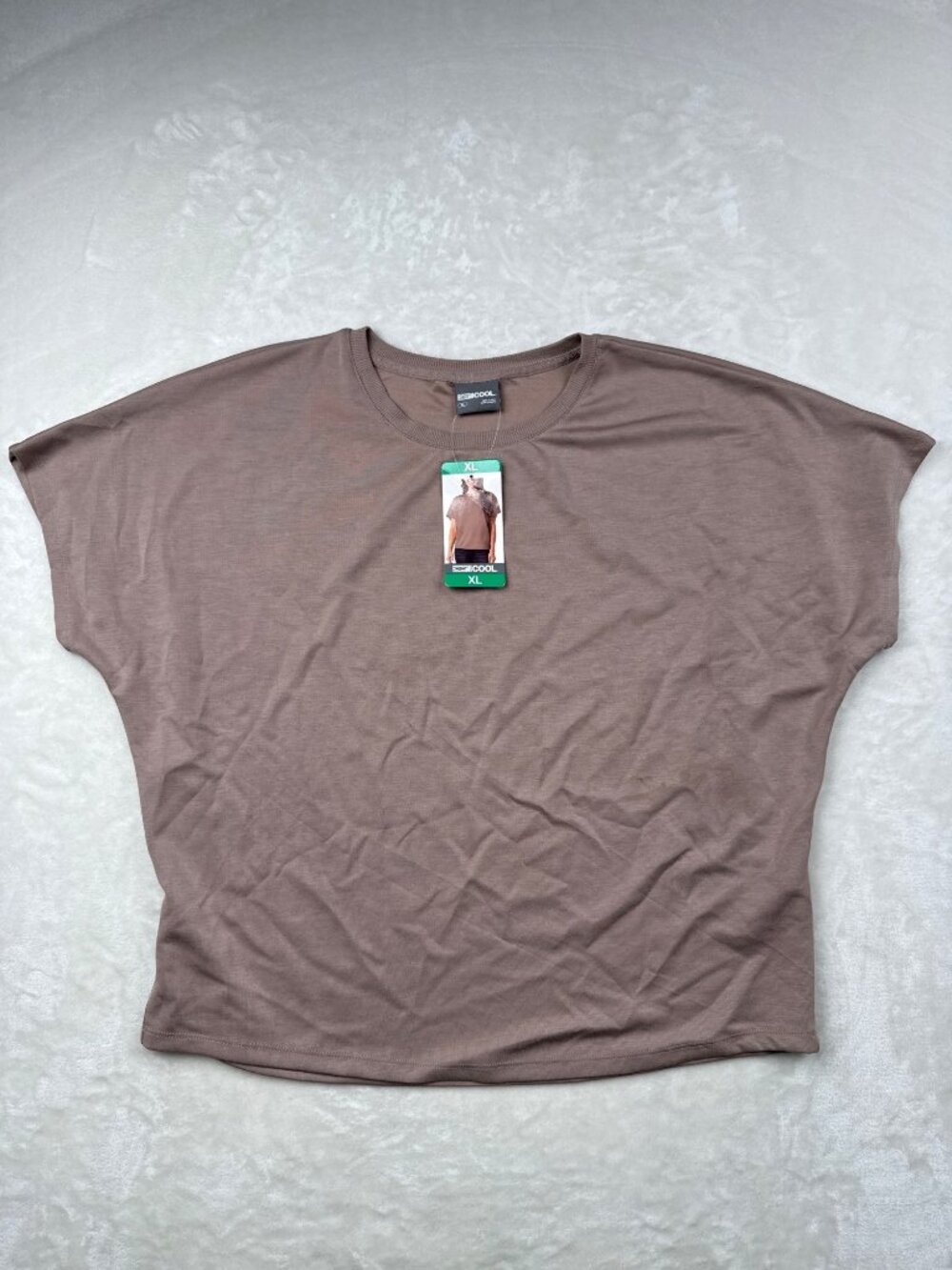 32 Degrees Cool Womens Taupe XL Relaxed Fit Short Sleeve T-Shirt